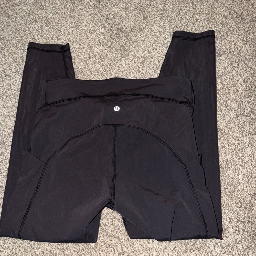Black Cropped Lululemon Leggings with Pockets